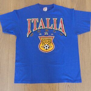 Vintage 1994 Italia World Soccer Single Stitch T-Shirt Hanes USA XL